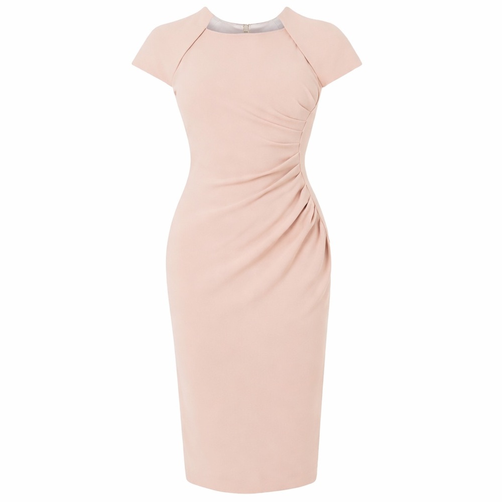 LK Bennett US 14 Marina fitted dress Port 0297 nude tan blush work office career